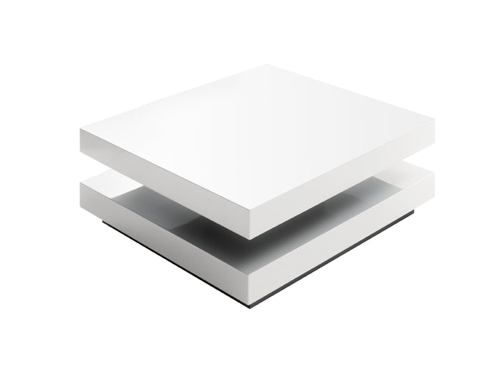 Robas Lund Couchtisch Wohnzimmertisch Weiss Hochglanz drehbar 360°, Hugo BxHxT 75 x 30 x 75 cm