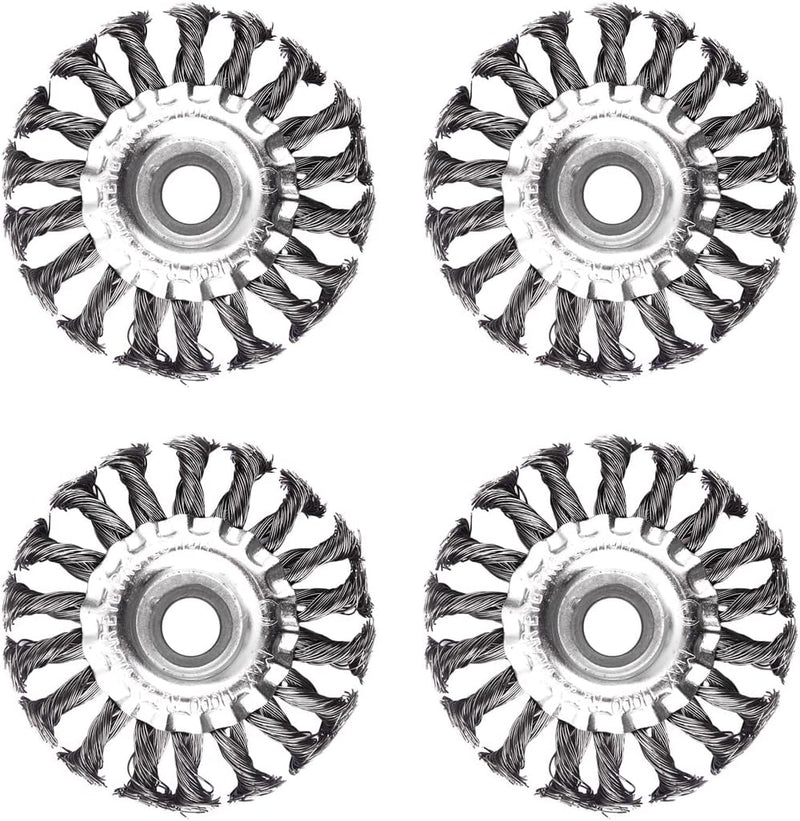 ATOPLEE Drahtradbürste, gedreht, geknotet, 4 Stück 100mm Karbonstahl-Drahtrad für Winkelschleifer, f