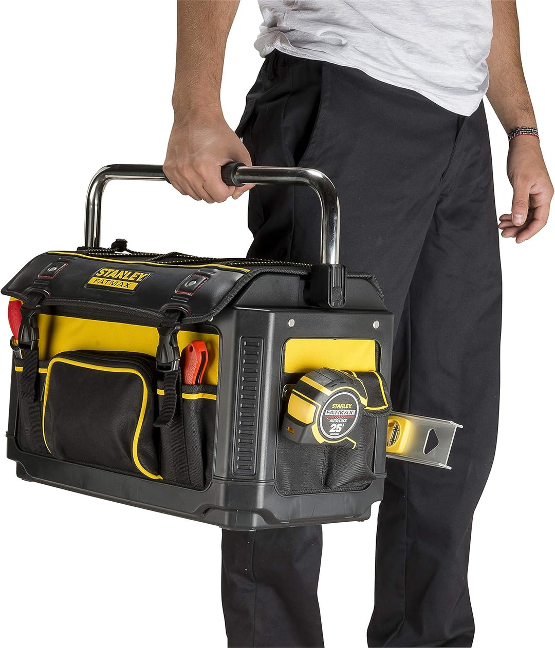 Stanley FatMax Werkzeugtrage (mit Schutzhaube, 49 x 31 x 28 cm, Tasche aus 600 Denier Nylon, wasserd