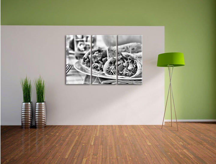 Pixxprint Super Frische Wraps als Leinwandbild/Grösse: 3 Teilig (120x80) cm/Wandbild/Kunstdruck/fert
