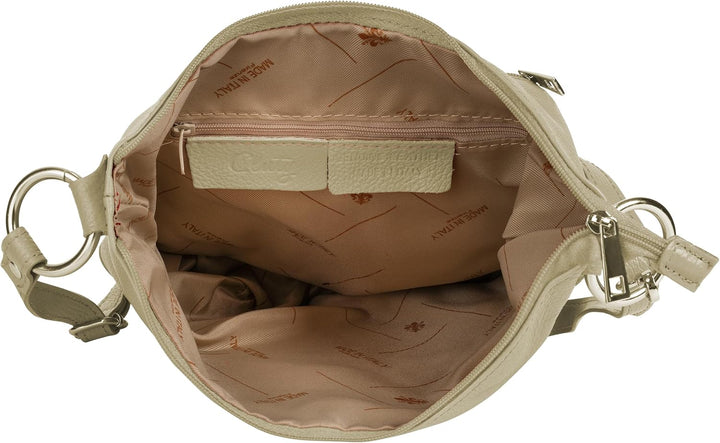 Umhängetasche Echt Leder Damen Made in Italy, Handtasche, Schultertasche, Crossbody Bag aus Leder 02