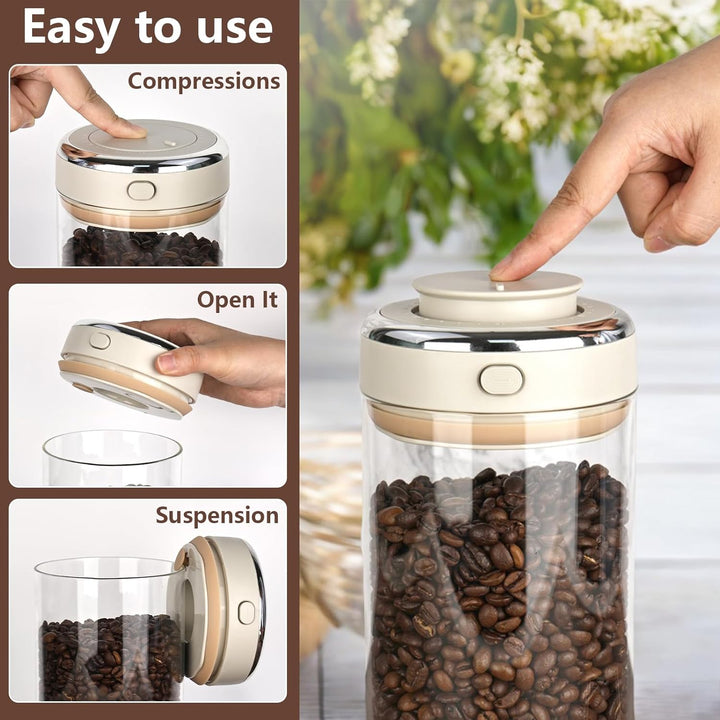 500g Kaffeedose Luftdicht, 1700ml Kaffeebohnen Behälter, Kaffeebohnen Aufbewahrung aus Hochwertigem