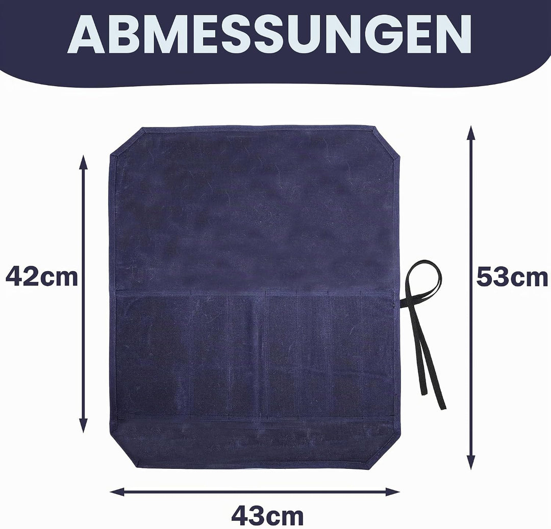 Kaaltisy Gewachstes Canvas-Messer-Rolltasche mit 7 Schlitzen für Messer und Besteck, Küchenmesser in