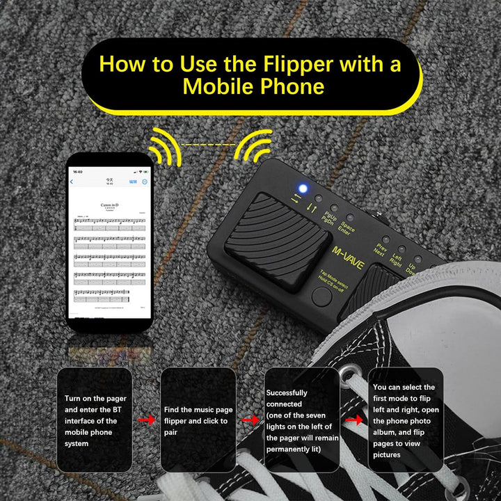Btuty CUBE TURNER PRO Wiederaufladbare Drahtlose Smart Control Pedal MIDI Page Turner Pedal Music Sh