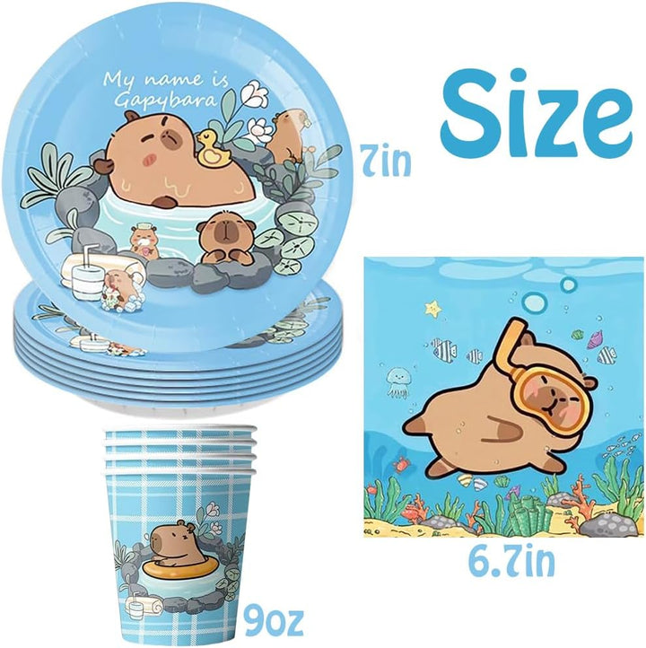YGCHEN Capybara Partygeschirr Kindergeburtstag Deko Capybara Party Geschirr Geburtstag Pappbecher Pa