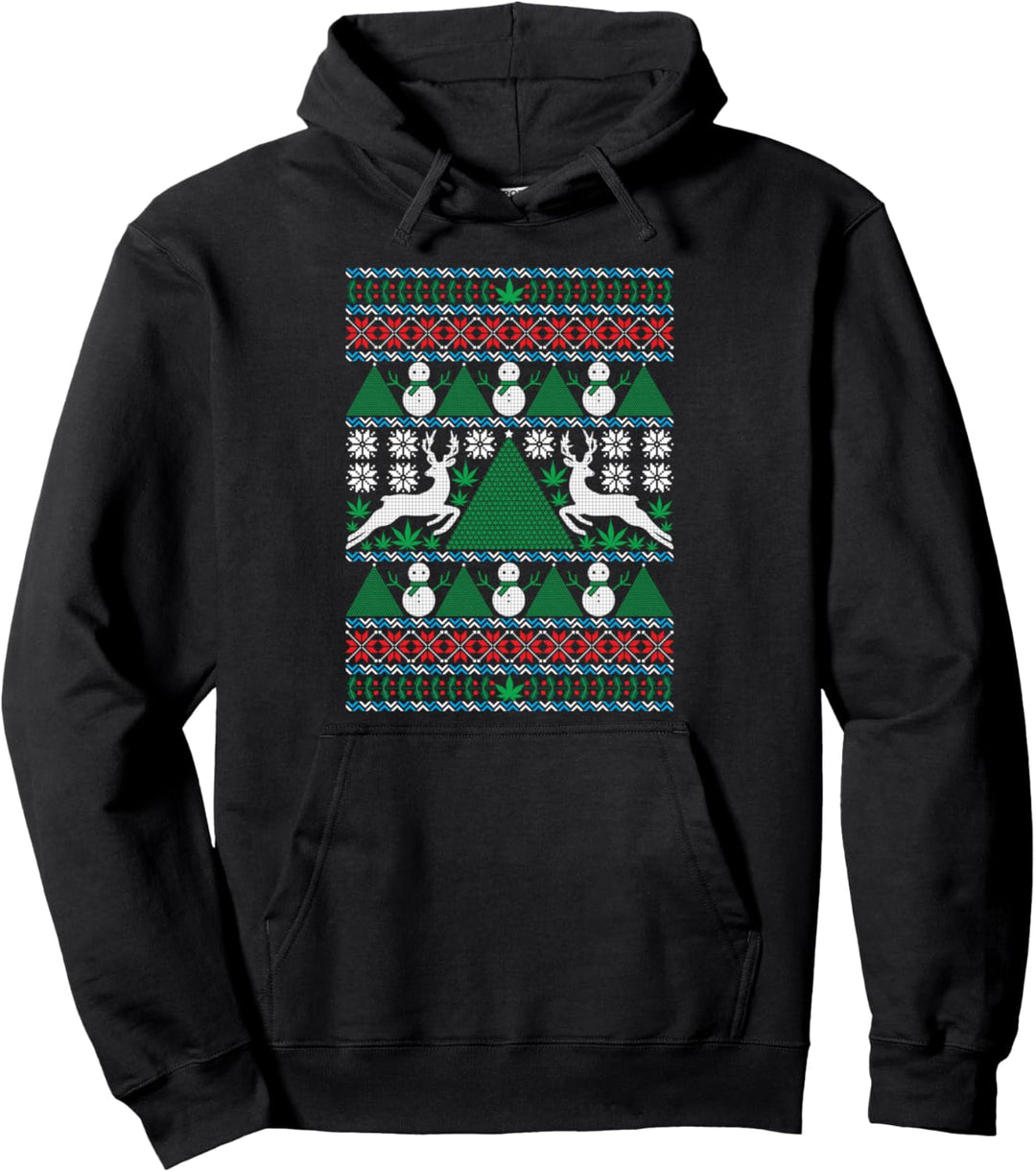 Marijuana Ugly Christmas Santa Holiday Blunt Weed Joint Pullover Hoodie