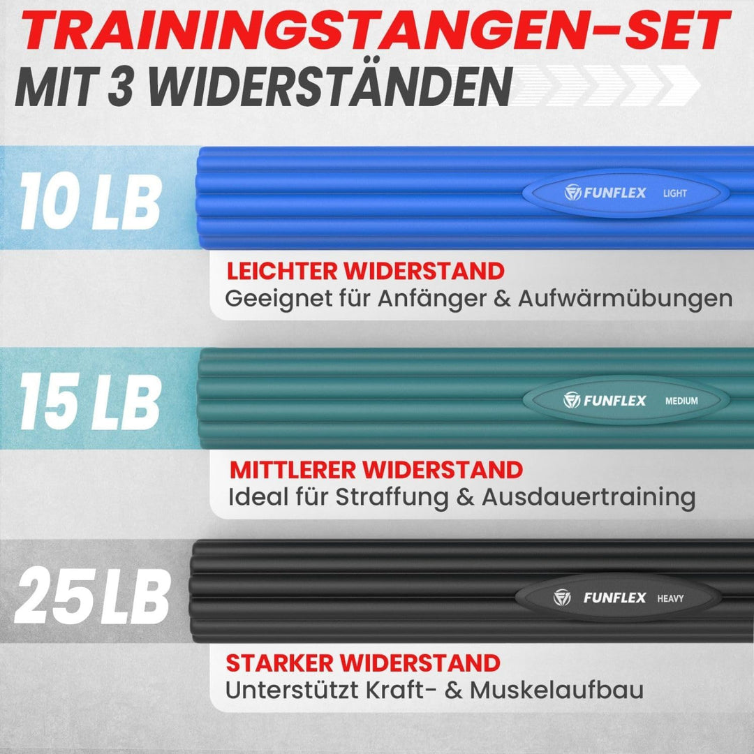 Flexible Widerstand Bar 3er Set, 3 Widerstände Tennisarm Bar,Griffkraft Training, Fitness Widerstand
