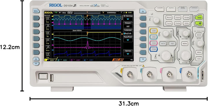 RIGOL DS1054Z Digitales Oszilloskop, 50MHz Bandbreite, 4 Analogkanäle, 24Mpts Speichertiefe, 1G Sa/s