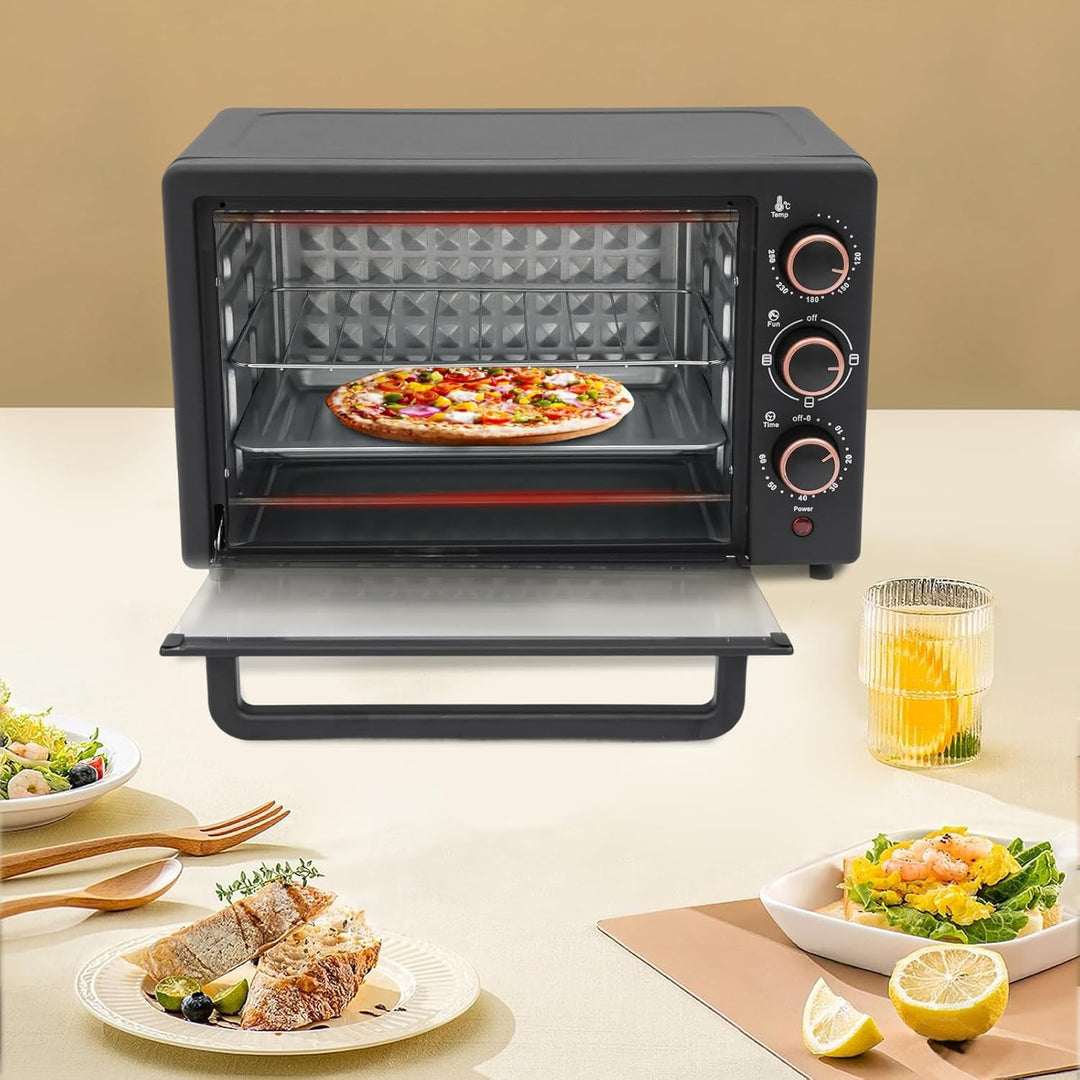 22L-Mini Backofen mit Überhitzungsschutz Pizzabackofen, 1000W-Elektrobackofen Inklusive Backblech un