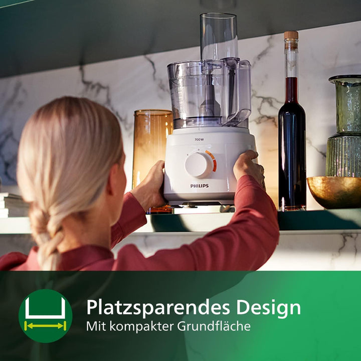 Philips HR7310/00 Küchenmaschine Daily Collection (700 W, 16 Funktionen, 2L Füllkapazität, 2-in-1 Sc