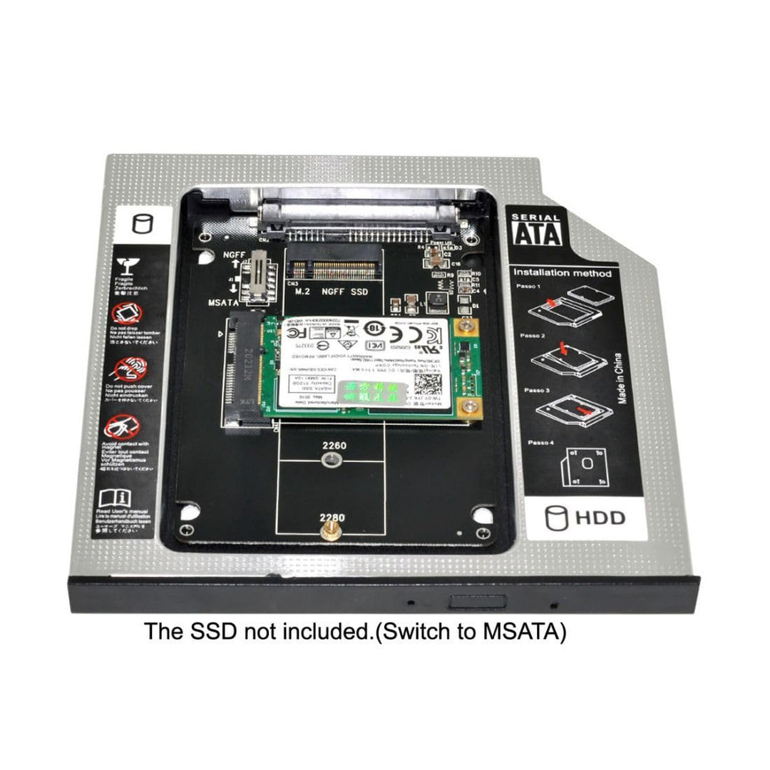 chenyang Universelles 9,5mm M.2 NGFF/mSATA SSD zu SATA Zweit SSD HDD Festplatten Caddy Upgrade Erwei