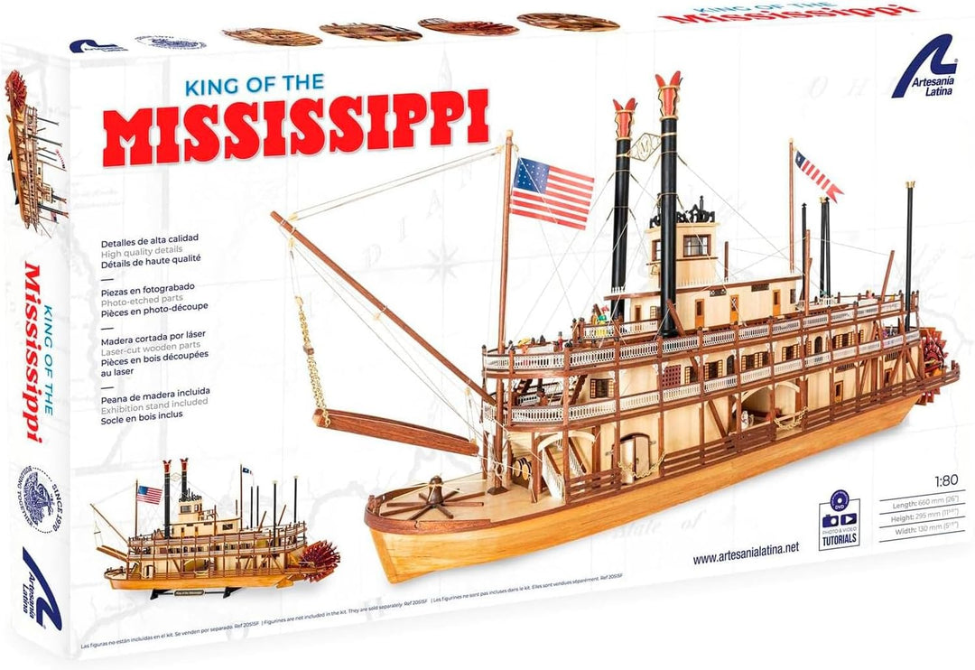 Artesania Latina 20515. Fahrzeugmodell aus Holz Amerikanische Dampfschiff King of The Mississippi Ma