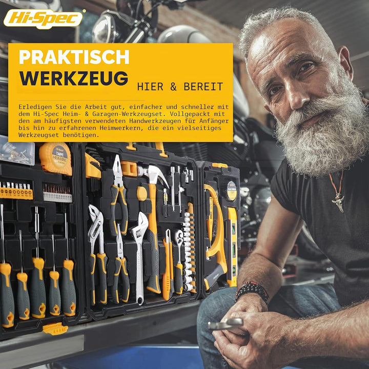 Hi-Spec 113-tlg Werkzeugkasten Bestückt mit den am Meist Benötigten Werkzeugen, Werkzeugkoffer Ideal