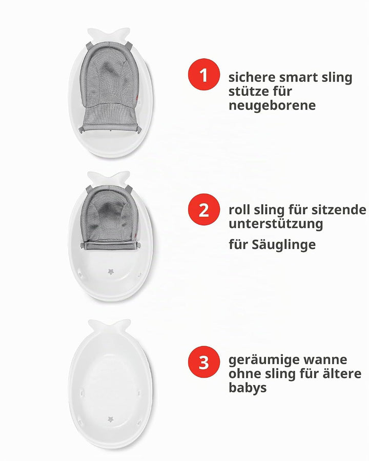 Skip Hop Badewanne Moby, weiss, 3 Stufen, PVC-frei, phthalatfrei, rutschfest, für Neugeborene mit Ab