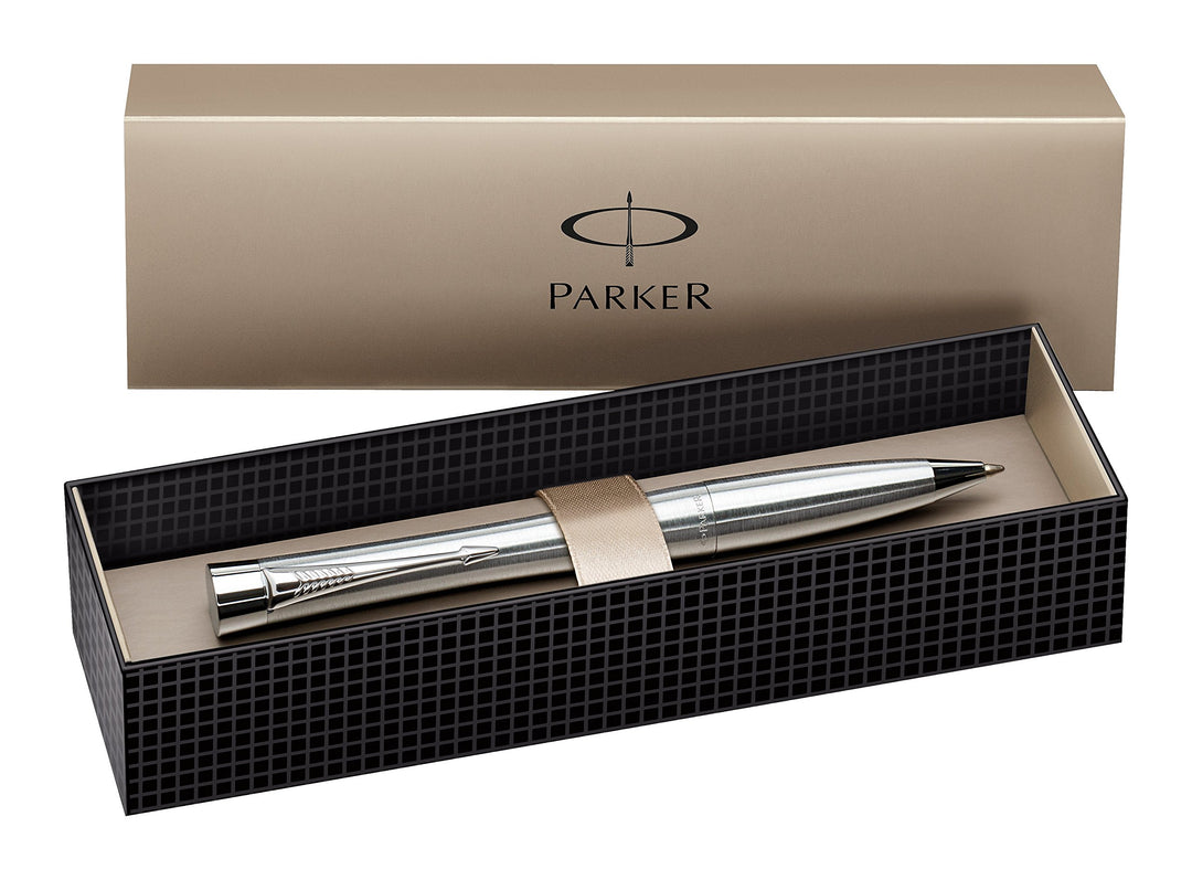 Parker S0767120 Urban-Kugelschreiber (Metro metallic mit Chromverzierungen, blaue Tinte) Geschenkbox