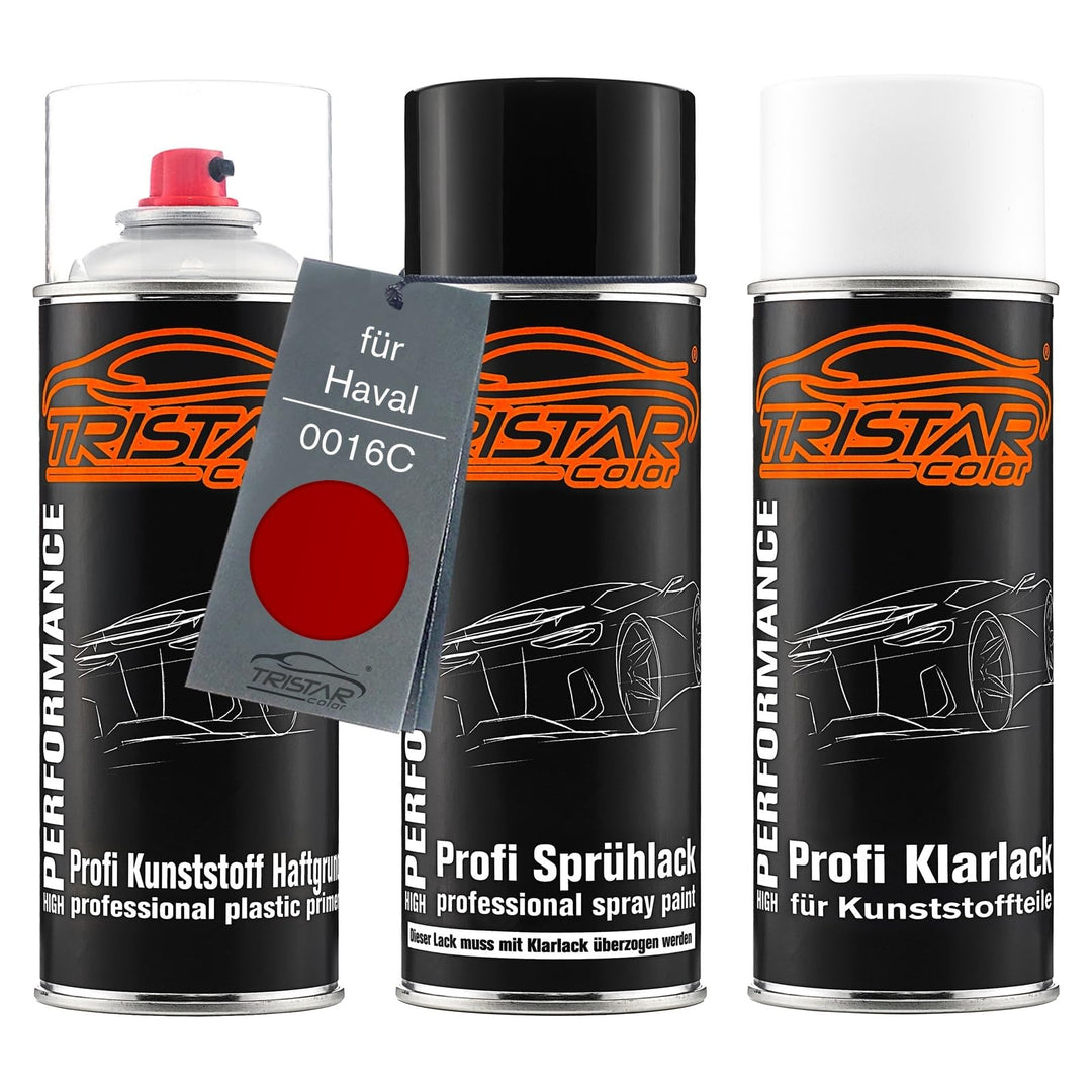 TRISTARcolor Autolack Spray Set Kunststoff für Haval 0016C Marple Red | Sprühdosen-Set für Stossstan