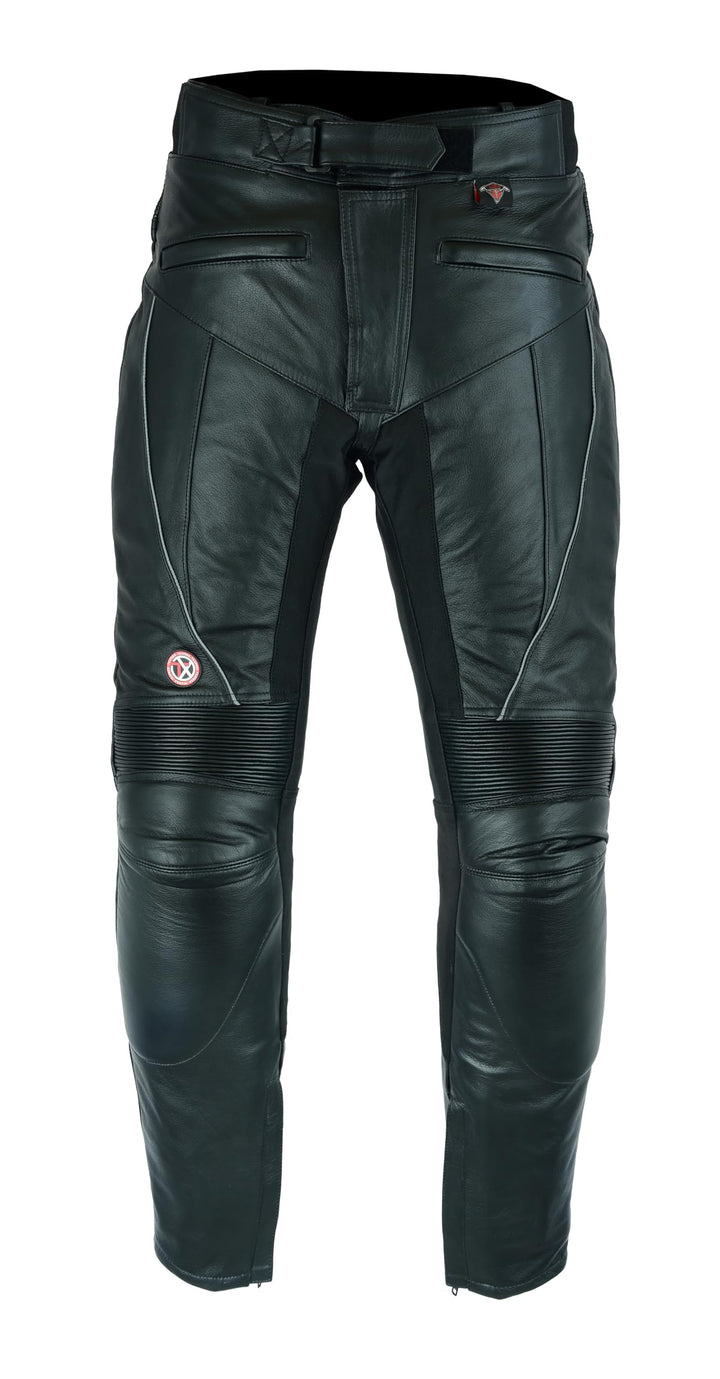 TEXPEED motorradhose leder wasserdicht herren mit protektoren - Schwarz Vollnarbiges Lederhose echtl