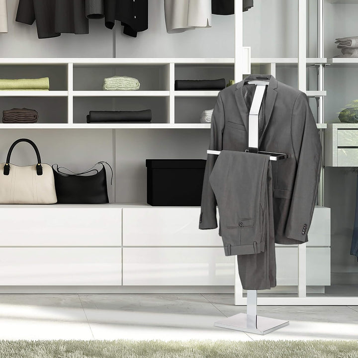 Relaxdays Herrendiener, Kleiderständer aus Metall, Stummer Diener freistehend, Kleiderbutler, HBT: c