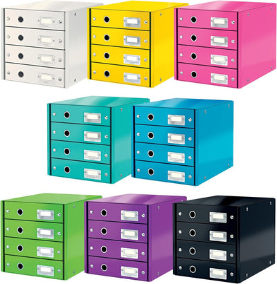 Leitz, Schubladenbox, Lila, 4 Schubladen, A4, Click & Store, 60490062 4 Schubladen Violett, 4 Schubl