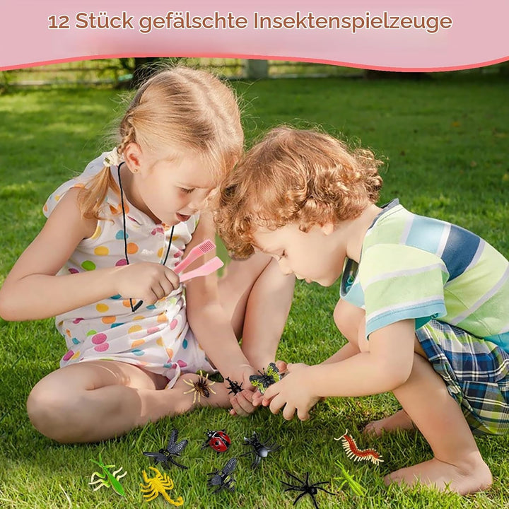 Entdecker Set für Kinder ab 4, Forscherset für Kinder, Insektenbox mit Drehbar Lupe, Kinderlupe, Ins