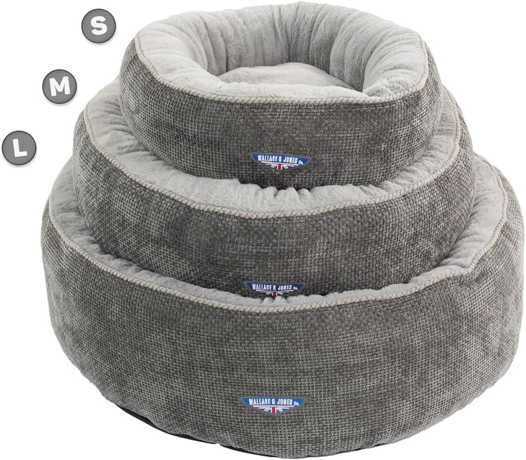 Wallace & Jones | Katzenbett Balmoral - rundes Haustierbett, Kratzfest, kuschelig- Grau | S | 51 x 5