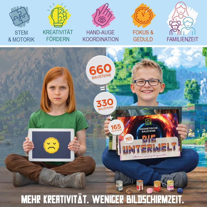 660 Magnetische Bausteine I Magisches Magnetspielzeug Kinder ab 3 Jahre, Pixel Blocks & Magnetic Toy