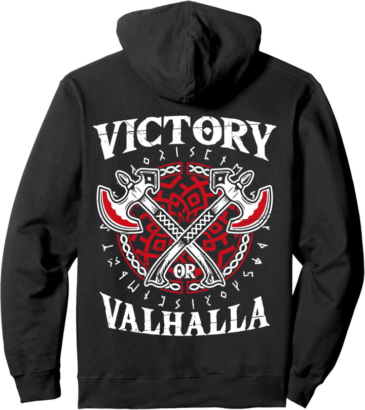 Wikinger Sprüche Grafik Odin Walhalla Nordmänner RÜCKENDRUCK Pullover Hoodie