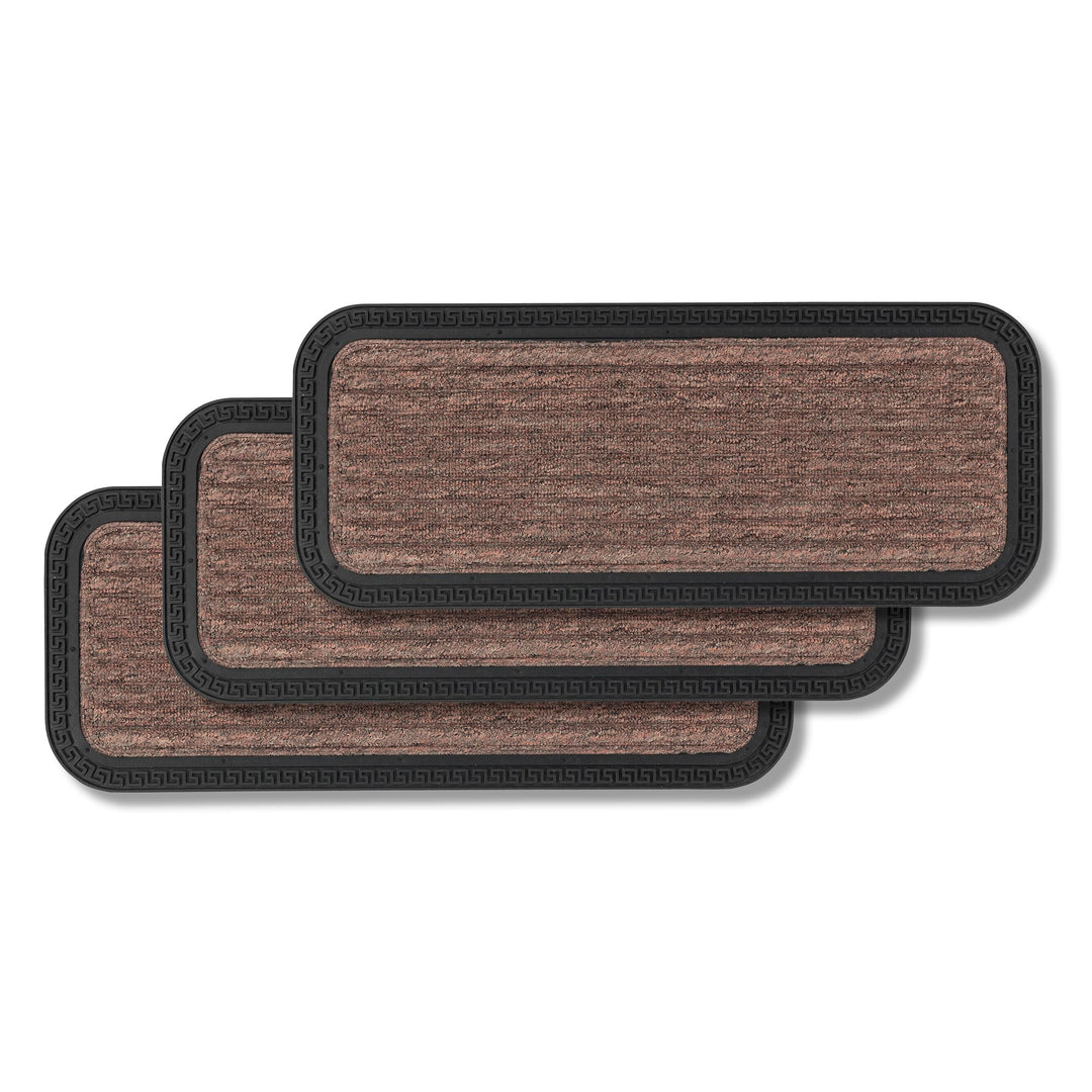 Astra Fussmatte Aussen & Innen - Braun Linien 25 x 60 cm 3er Set (Rechteckig) 25 x 60 cm (Rechteckig