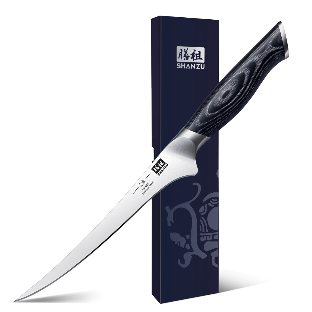 SHAN ZU Filetiermesser Ausbeinmesser 18CM Profi Scharf fischmesser Fischfiletmesser aus Japanischer