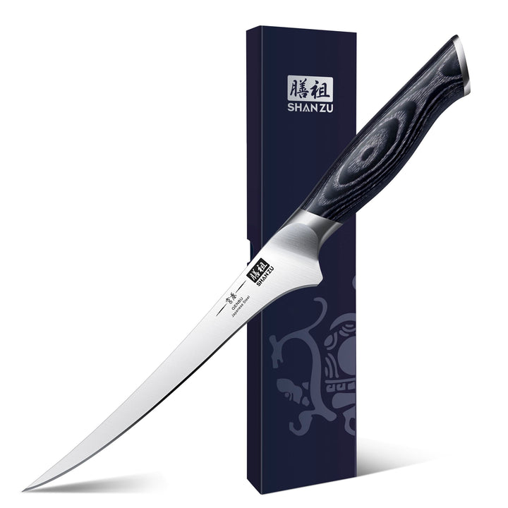SHAN ZU Filetiermesser Ausbeinmesser 18CM Profi Scharf fischmesser Fischfiletmesser aus Japanischer