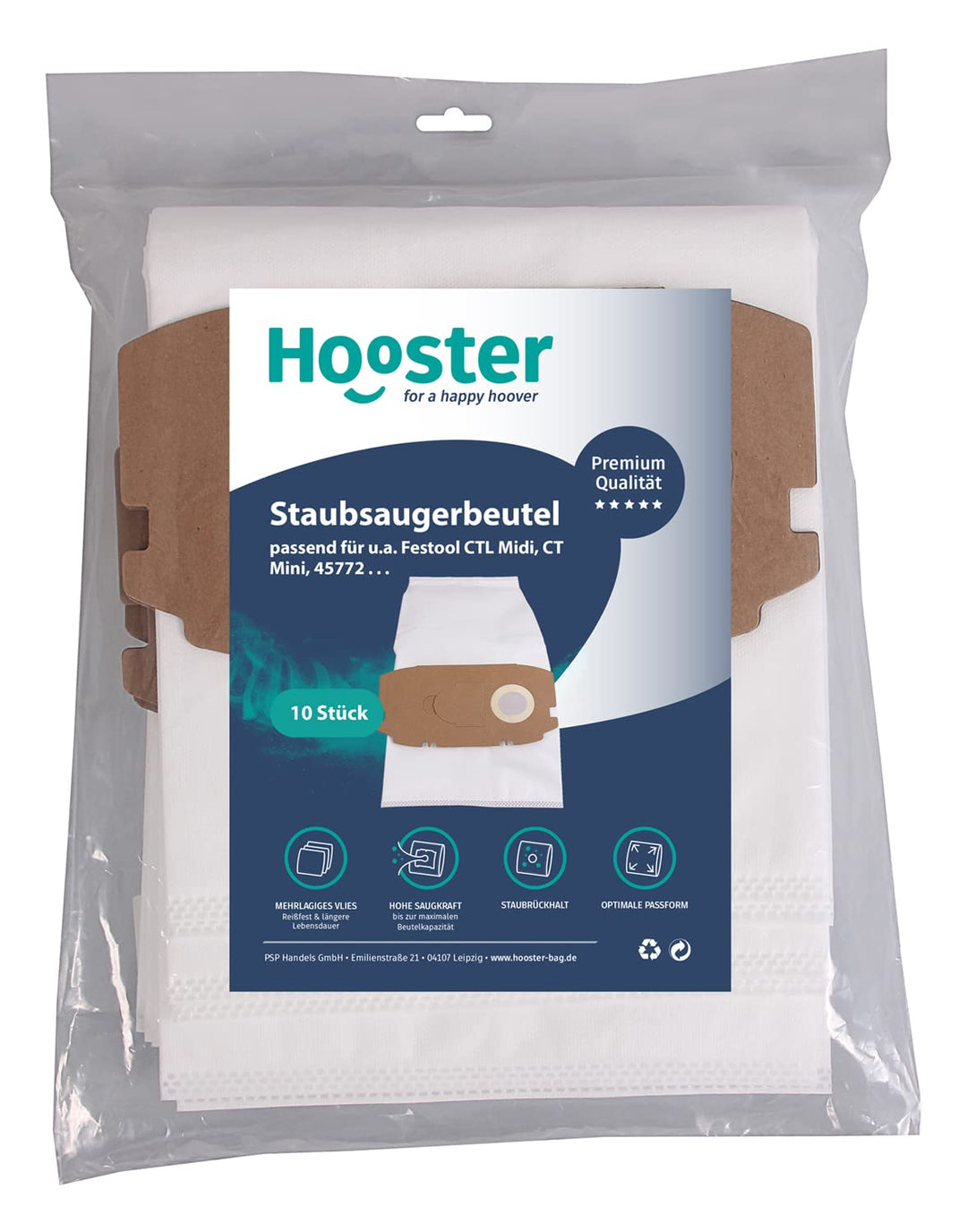 Hooster 10 Stück Staubsaugerbeutel passend für Festool CTL Midi / 456772/498410 / bis Baujahr 2018