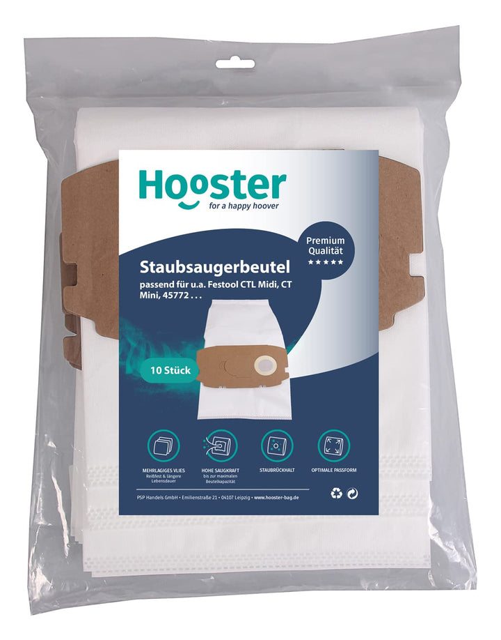 Hooster 10 Stück Staubsaugerbeutel passend für Festool CTL Midi / 456772/498410 / bis Baujahr 2018