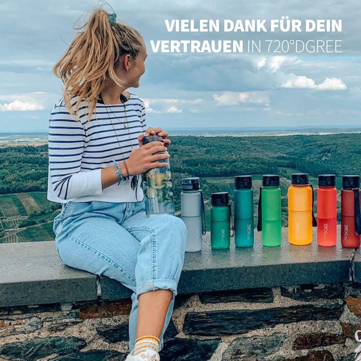 720°DGREE Trinkflasche 1,5l “uberBottle“ +Früchtebehälter - BPA-Frei, Auslaufsicher - Wasserflasche