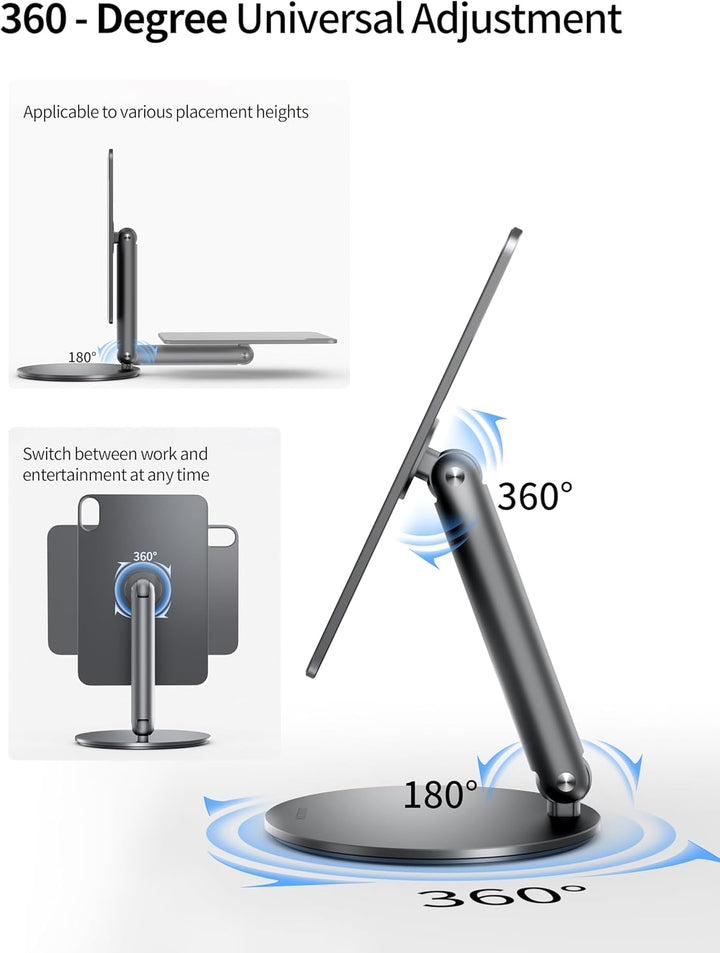 LULULOOK Magnetisch iPad mini 7 Ständer mit 360° Drehbar Basis, Aluminium Faltbar Mini 6 Halterung T