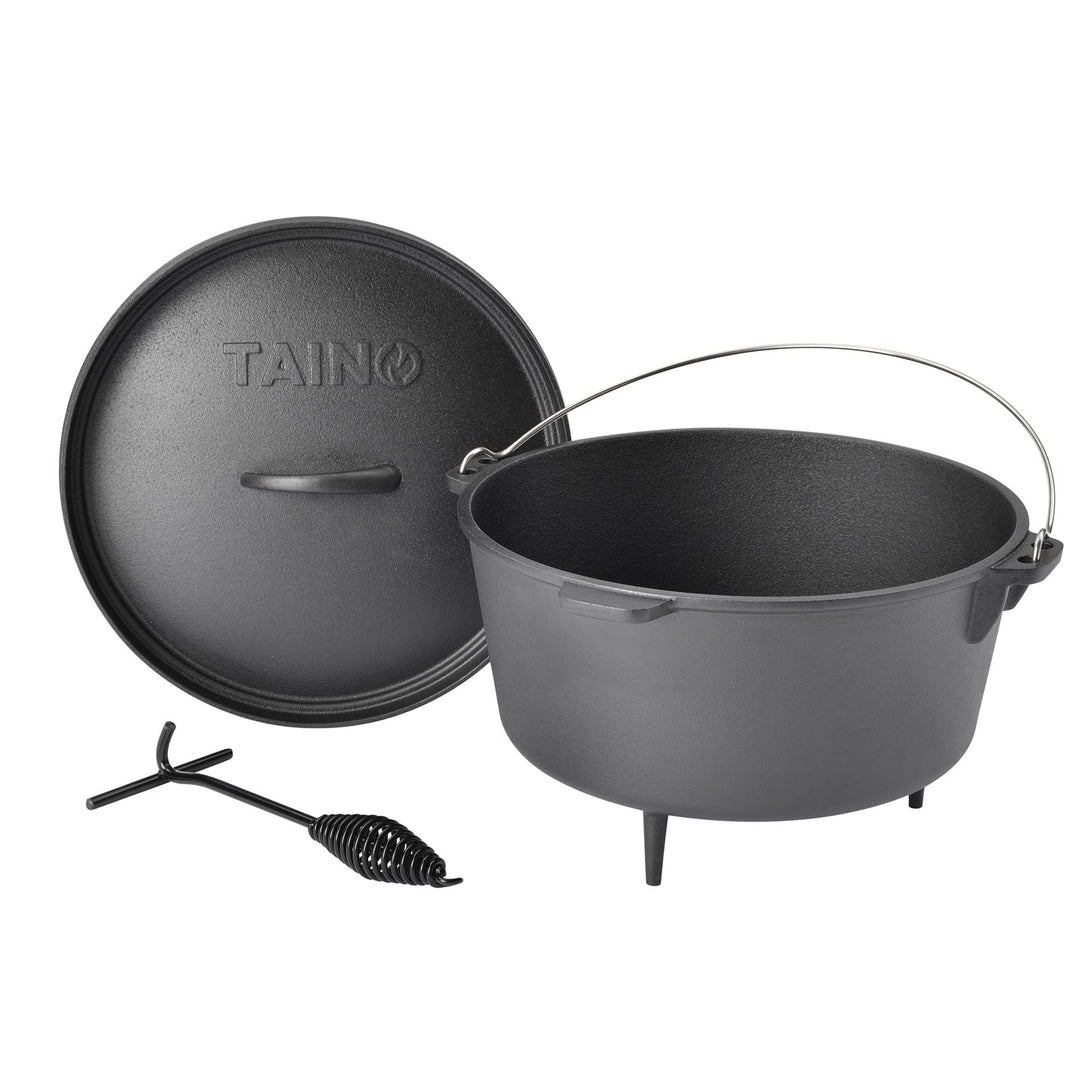 TAINO Dutch Oven Gusseisen-Topf Dopf Feuertopf Deckel-Heber Kochtopf (8 Liter), 8 Liter