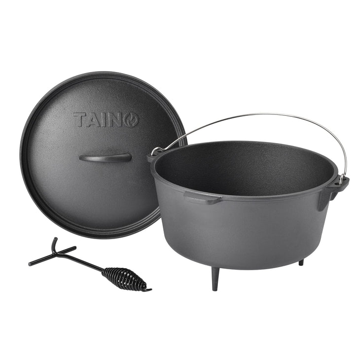TAINO Dutch Oven Gusseisen-Topf Dopf Feuertopf Deckel-Heber Kochtopf (8 Liter), 8 Liter