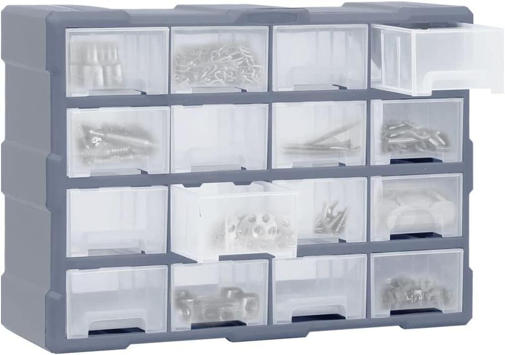Myheimly Multi-Schubladen-Organizer 16 Schubladen 52x16x37 cm Grau 16 Schubladen, Grau 16 Schubladen