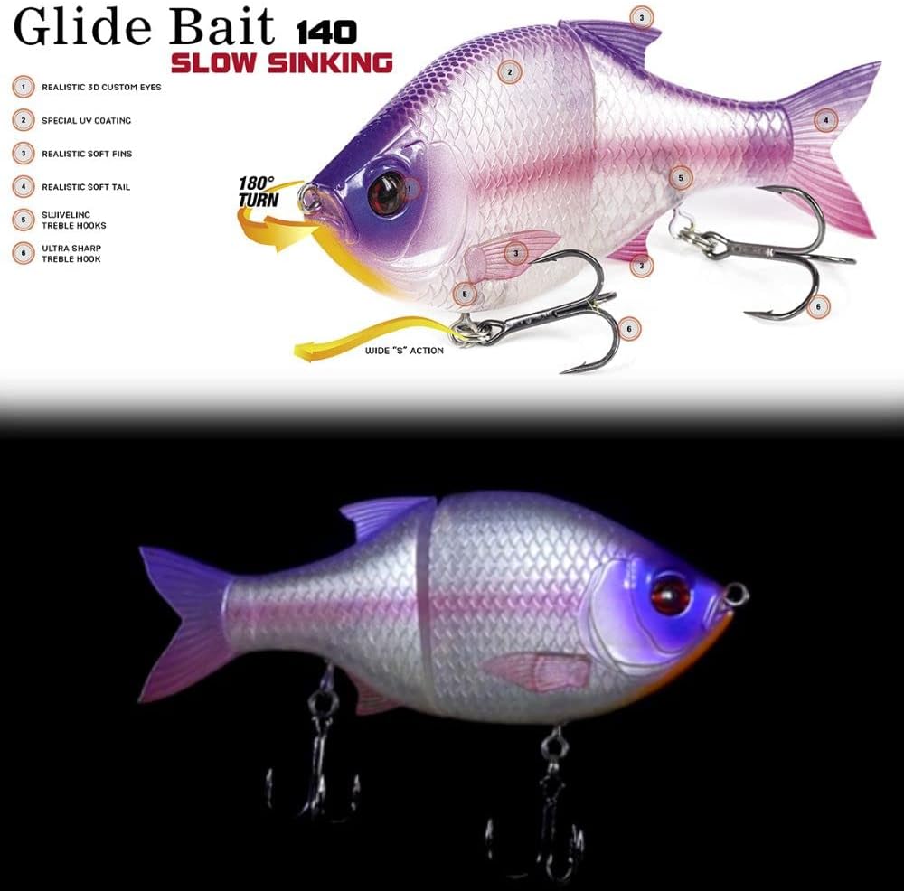 MOLIX Langsam sinkender Swimbait Köder Glide Bait 140SS MX Blue Gill, MX Blue Gill