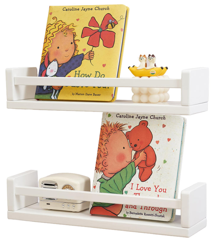 Bücherregal Kinder 2er set,40CM Weiss Nursery Bücherregale für Wand für Kinderzimmer, kleine Wand mo