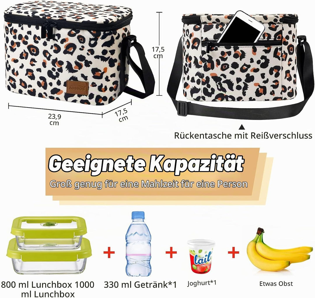 Kühltasche Klein Leicht Lunch Tasche Isoliertasche zur Arbeit Schule Faltbar Wasserdicht Lunchbag Re