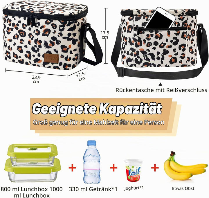 Kühltasche Klein Leicht Lunch Tasche Isoliertasche zur Arbeit Schule Faltbar Wasserdicht Lunchbag Re