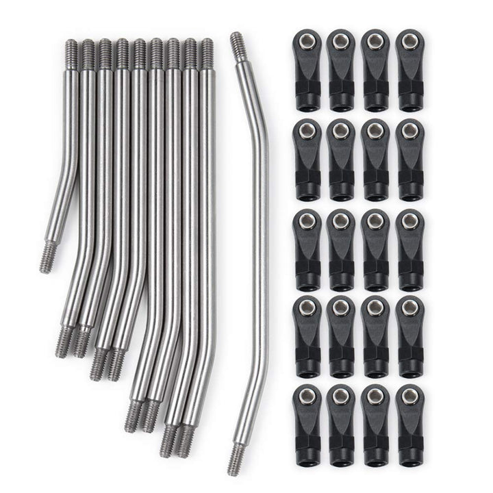 AXspeed 10pcs/Set Stainless Steel Steering Pull Rod Link Linkage for SCX10 1/10 RC Crawler Car