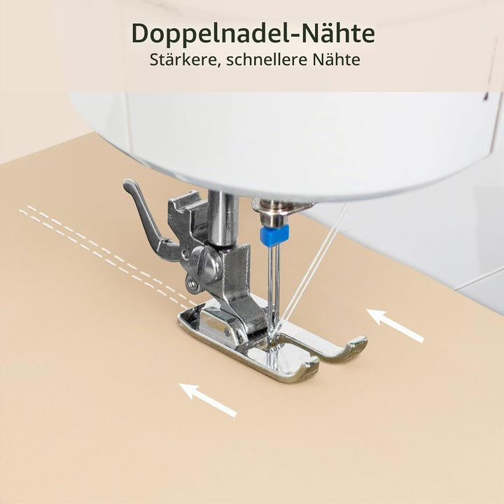 Todeco Nähmaschine Elektrisch, mit Erweiterungstisch, 39 Stichprogramme, Doppelnadel &amp; Doppelfaden,