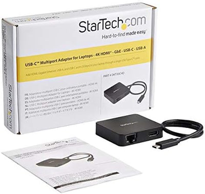 StarTech.com USB-C Multiport Adapter - Tragbares USB-C 4k HDMI Minidock - Gigabit Ethernet, USB 3.0