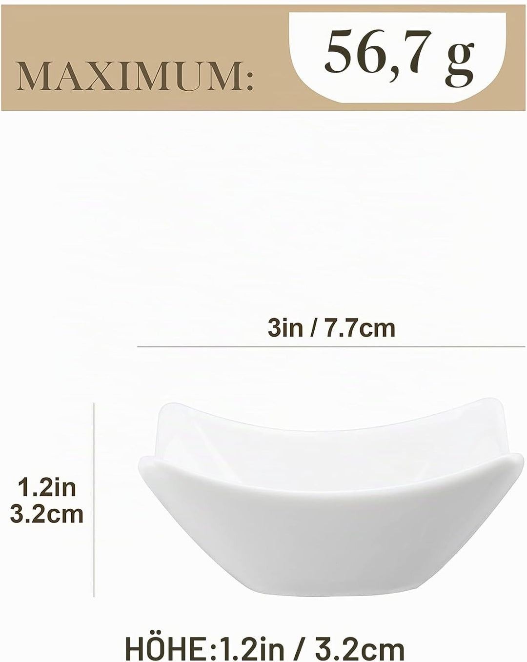 MALACASA, Serie Ramekin.Dish, 6-tlg. Set MINI Porzellan Dessert Schälchen für Nuss, Snack, Vorspeise