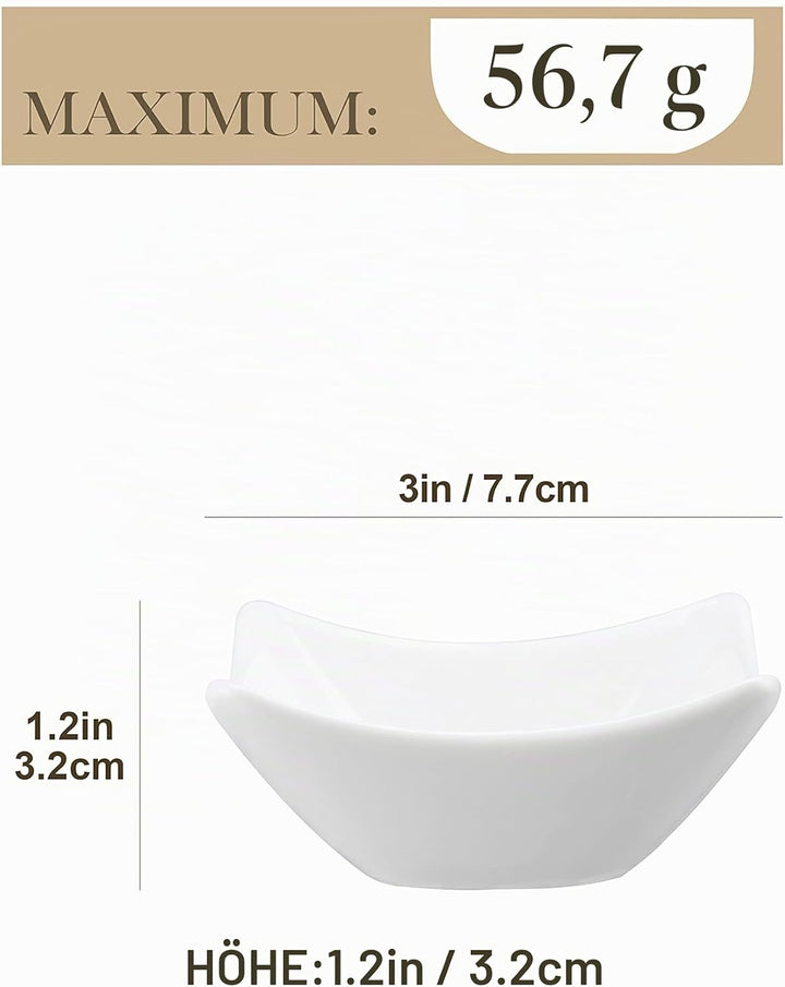 MALACASA, Serie Ramekin.Dish, 6-tlg. Set MINI Porzellan Dessert Schälchen für Nuss, Snack, Vorspeise