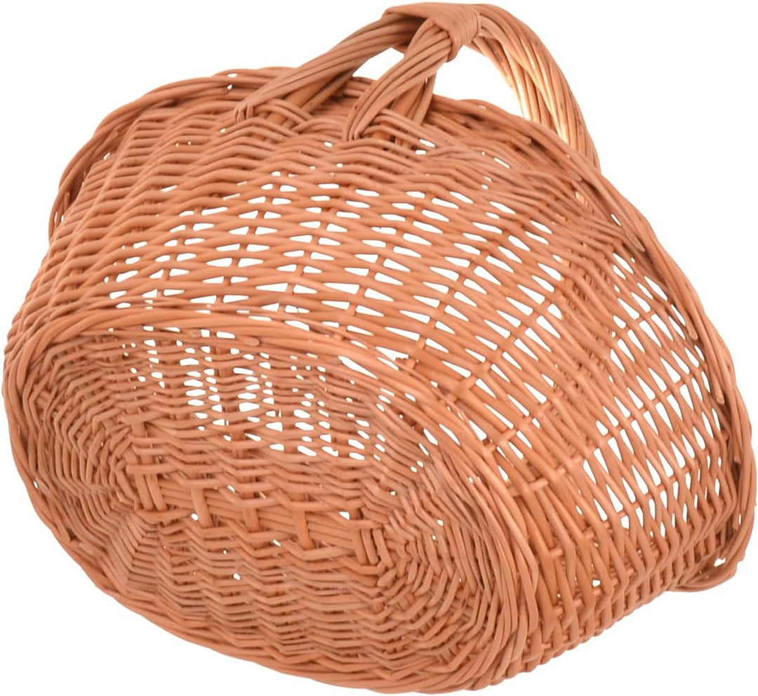 Geschenkkorb S mit Henkel, Weidenkorb Geflochten Natur, Präsentkorb für Geschenke und Ostern, 34 x 2