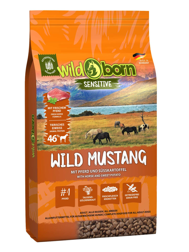 Wildborn Wild Mustang 2 kg getreidefreies Hundefutter mit Pferdefleisch, Süsskartoffel & Aroniabeere