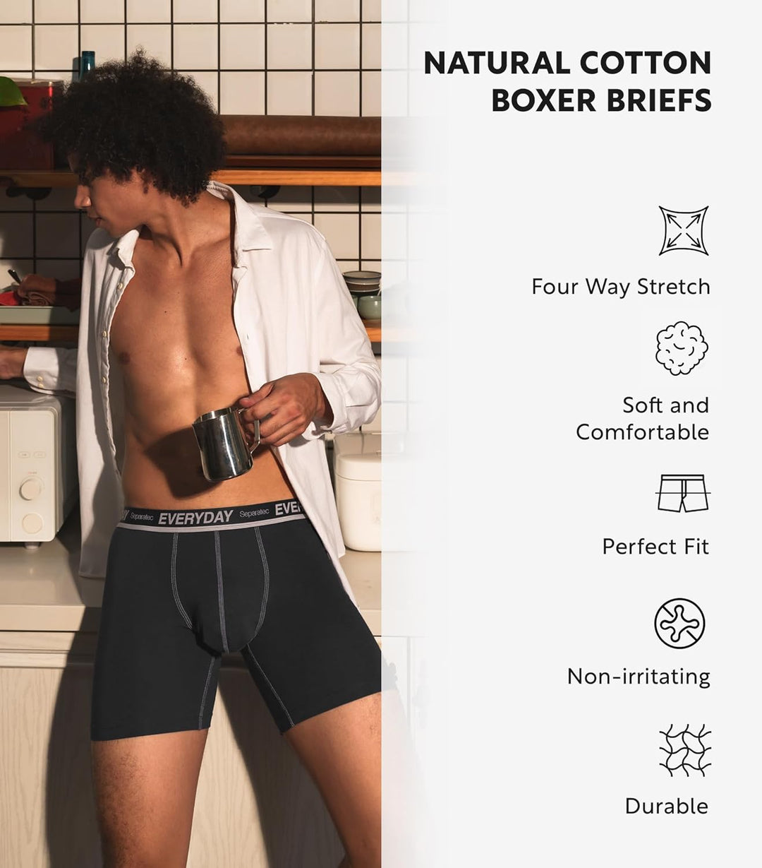 Separatec Herren Boxershorts 7er Pack Doppelbeutel Dual Pouch, Baumwolle Unterhosen Männer, Stretcke