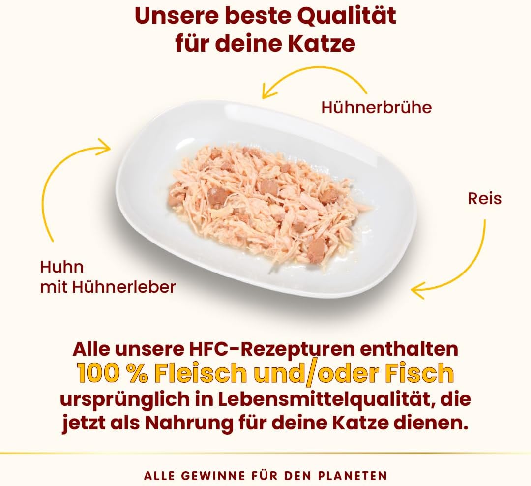 Almo Nature HFC Natural Nassfutter für ausgewachsene Katzen, Huhn und Leber, 24 Packungen à 70 g